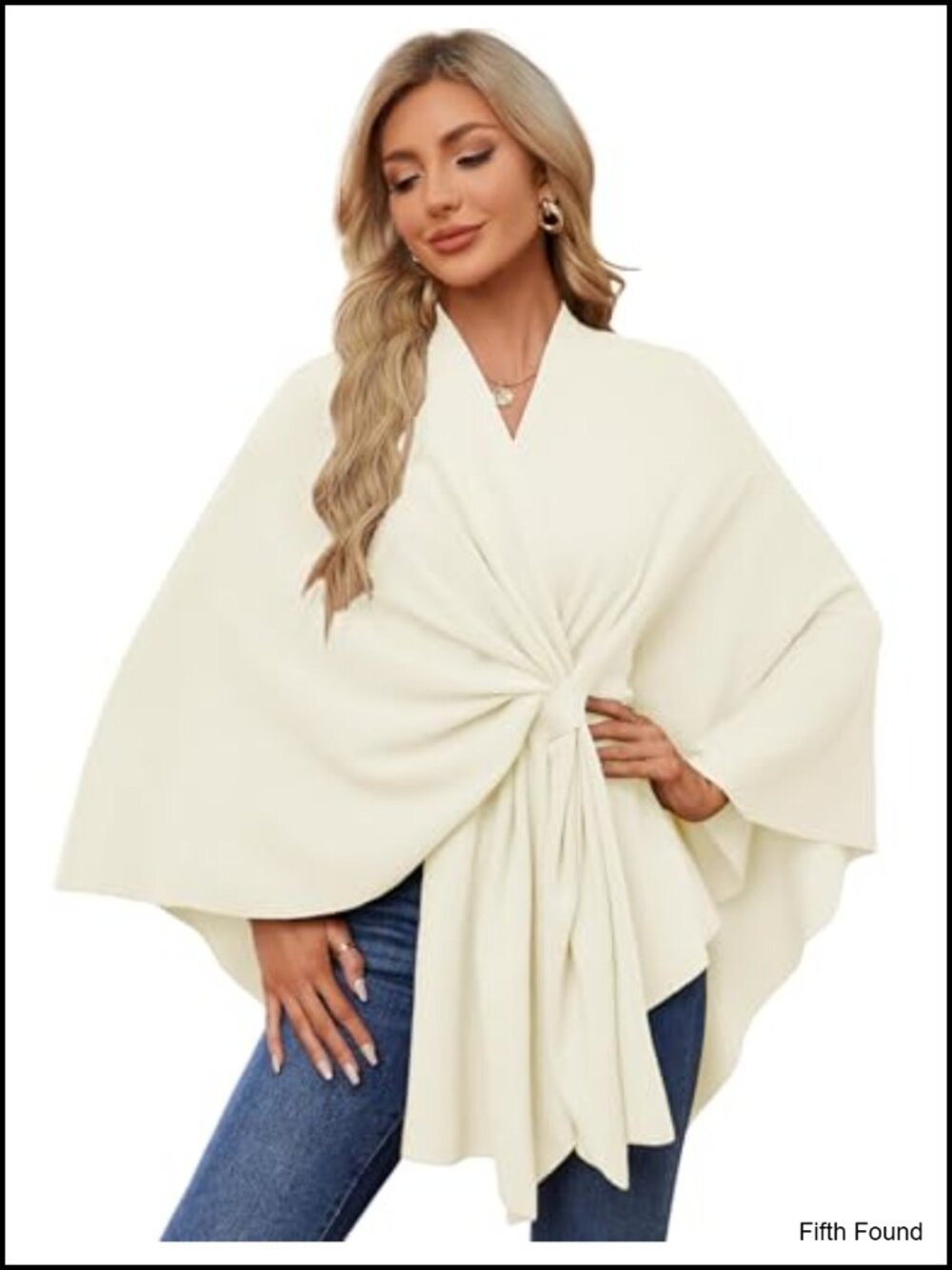Elegant Shawl Wrap Open Front Poncho Sweater Spring Fall